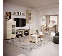 Miroytengo Pack Muebles de Salón Cheri con Mueble TV, 2 Módulos, Estantería, Mesa de Centro y Mesa de Comedor Roble Sonoma