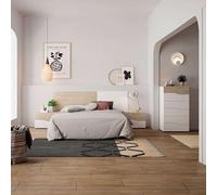 Miroytengo Pack Muebles Dormitorio Couple en Color Sahara y Blanco