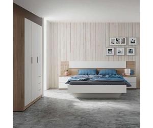 Miroytengo Pack Muebles Dormitorio Estilo Nórdico para Camas 150 cm (Cabezal+2 Mesitas+Armario)