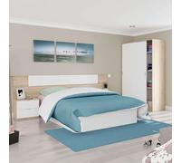 Miroytengo Pack Muebles Dormitorio Matrimonio Luca Completo Color Roble Y Blanco Habitación Moderno (cabecero + Armario)