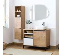Miroytengo Pack Muebles para baño Támesis Estilo Industrial Roble Gold y Blanco (Mueble baño + Columna + Lavabo cerámico)