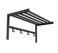 Miroytengo Perchero de Pared 4 ganchos y Estante en Metal Color Negro 69x33x34 cm Negro -