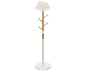 Miroytengo Perchero De Pie Nube Infantil 35 cm en Melamina - Elegante Diseño en Colores Blanco y Roble para Organizar con Estilo Blanco/ Madera -