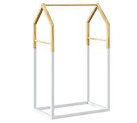 Miroytengo Perchero Infantil Burro de Ropa Forma de Casa con 3 Barras Color Blanco y Roble 60 cm