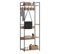 Miroytengo Perchero Zapatero, Perchero Recibidor con Ganchos y 3 Estantes Sert Roble Cambrian y Negro 60x175x40 cm