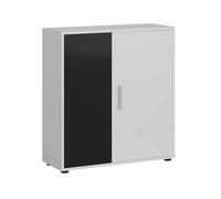 Miroytengo ROM Aparador Salón Comedor 2 Puertas 1 Estante Estilo Contemporáneo en Color Blanco Mate y Negro 80 cm