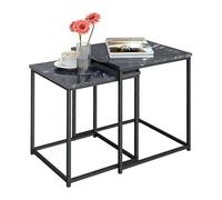 Miroytengo Set 2 Mesas de Centro, Mesa Nido 2 Niveles Lovi Estancia Moderna en Color Negro y Gris con Estructura Metal y Melamina 40x50x40 cm y 35x45x35 cm