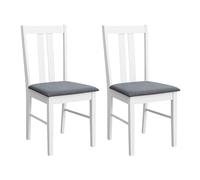 Miroytengo Set 2 Sillas de Cocina Comedor Classic, Conjunto 2 Sillas Cocina Fabricadas en Melamina tapizadas Asiento Gris Color Blanco