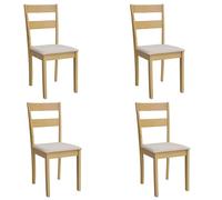 Miroytengo Set 4 Sillas Cocina Comedor, Conjunto 4 Sillas Lita Fabricadas en Melamina Tapizadas Beige Color Roble