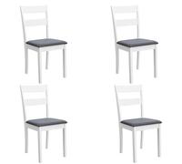 Miroytengo Set de 4 Sillas de Cocina Comedor, Conjunto 4 Sillas Lita Blanco Melamina Asiento Tapizado Gris