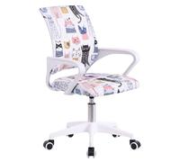 Miroytengo Silla de Escritorio Juvenil Miau Juvenil Blanco Dibujos de Gatitos Fabricada en Metal Material Tela 61x84x51 cm