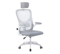 Miroytengo Silla de Escritorio, Sillón de Oficina Admis Giratoria, Reposacabezas Regulable, Apoyabrazos, Ruedas Anti-Rayas Blanco 62x106-116x62 cm