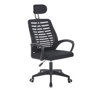 Miroytengo Silla de Escritorio, Sillón de Oficina Ofis Giratoria, Reposacabezas, Apoyabrazos, Tela Transpirable Negro 59x106/116x56 cm