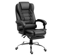 Miroytengo Silla de Oficina Comde Oficina y Escritorio Negro con función reposapiés, Tela y Estructura Metal 64x106x75 cm