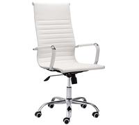 Miroytengo Silla Escritorio Jou para despacho en Color Blanco Respaldo Alto con Ruedas 64x64x106/116 cm