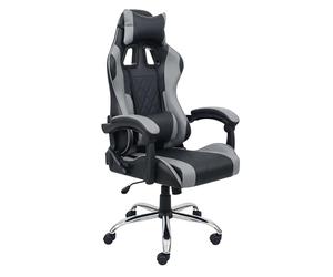 Miroytengo Silla Gaming Legend Negro y Gris con cojín Lumbar y reposacabezas Material Tela Estructura Metal 63x120x66 cm