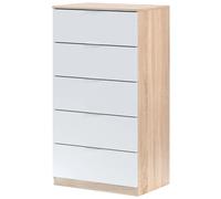 Miroytengo Sinfonier Luca para Habitación Dormitorio con 5 cajones Organización Y Almacenaje Color Blanco Roble 110x60x40 cm Blanco/ Madera -