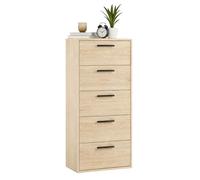 Miroytengo Sinfonier, Mueble Almacenaje Dormitorio ROSI 5 cajones, Tiradores Color Negro Melamina Roble Cambrian 40x99x35 cm