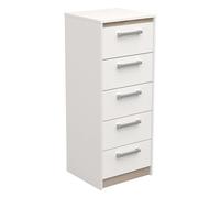 Miroytengo Sinfonier Watson 5 Cajones Melamina 107 cm Blanco y Roble Kronberg Almacenaje del Hogar