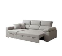 Miroytengo Sofá Cama Esquinero 3 Plazas Milano - Chaise Longue Izquierdo con Almacenaje, Asientos deslizantes, Gris 260x98x98 cm