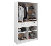 Miroytengo Vestidor Abierto Modular Flexa Dormitorio en Color Roble Jackson y Blanco Mate con 2 Cajones 4 Estantes y Barra 120x200 cm