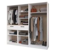 Miroytengo Vestidor Abierto Modular Flexa Dormitorio en Color Roble Jackson y Blanco Mate con 2 Cajones, 5 Estantes, 2 Barras Sin Cortinas 203x200 cm