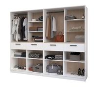 Miroytengo Vestidor Abierto Modular Flexa Dormitorio en Color Roble Jakson y Blanco Mate con 4 Cajones, 8 Estantes, 2 Barras Sin Cortinas 240x200 cm