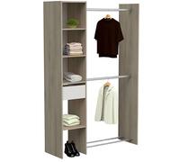 Miroytengo Vestidor Californie 1 Cajón Armario Abierto Color Roble Kronberg y Blanco Mate 118x183 cm Mueble de Dormitorio