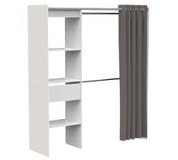 Miroytengo Vestidor Chicago Extensible Color Blanco 1 Cajón 2 Barras Armario Dormitorio Moderno 113-167X192 cm