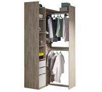 Miroytengo Vestidor Esquinero Dormitorio Abierto 2 Posiciones Swing Roble y Blanco 200x218 cm