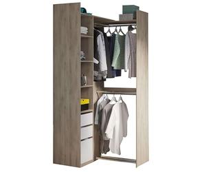 Miroytengo Vestidor Esquinero Dormitorio Abierto 2 Posiciones Swing Roble y Blanco 200x218 cm
