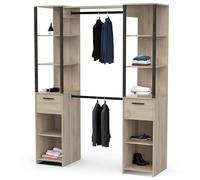 Miroytengo Vestidor Gary 2 Columnas Estilo Industrial Armario Abierto Color Roble Kronberg y Negro 160x200 cm