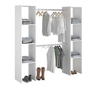 Miroytengo Vestidor Modular Abierto Custom para Dormitorio en Color Blanco Incluye 2 Modulo A con 6 Estantes y 2 Barra Colgadora 176x180 cm