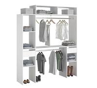 Miroytengo Vestidor Modular Abierto Custom para Dormitorio en Color Blanco Incluye Modulo C + F con 7 Estantes, 2 Cajones y 2 Barra 178x203 cm