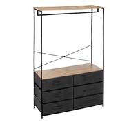 Miroytengo Vestidor Tissa con 6 cajones 1 Barra colgadora Roble Claro y Gris Oscuro Acero 100x167 cm