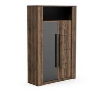 Miroytengo Vitrina Salón Mónaco en Color Roble Saloon y Negro 114x176x40 cm