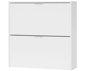 Miroytengo Zapatero 2 Puertas Abatibles en Color Blanco Mate Dormitorio Pasillo Estilo Moderno Mueble 76x75x22 cm Blanco -