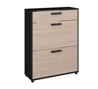 Miroytengo Zapatero Recibidor Dark Roble Brooklyn Y Negro Stipple 80 cm