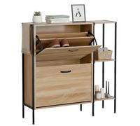 Miroytengo Zapatero Recibidor Modelo Sticky Cambrian Estancia Hall Roble Cambrian y Negro 2 Puertas y 2 Estantes, 88x106x24 cm