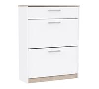 Miroytengo Zapatero Watson de Recibidor Estilo Nórdico en Color Blanco Mate y Roble Kronberg con 2 Puertas y 1 Cajón 80x102x29 cm