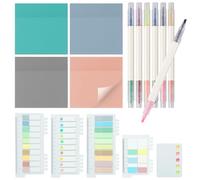 MirraSwit 1040 Pcs Notas Adhesivas Transparentes con Bolígrafo Fluorescente Doble Cabeza, Impermeables para Escuela, Hogar, Oficina