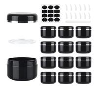 MirraSwit 12 Piezas 100ml Tarro de Crema Vacío, Redondos de Reutilizable Plástico Vacío, Tarros de Crema para El Llenado, con Espátula, Etiqueta, Bolígrafo para Cosméticos Loción