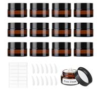 MirraSwit 12 Piezas Ámbar Tarros de Cristal 20ml, Tarros Cosmeticos en Vidrio Marrón con Tapas, Ámbar Botes Pequeños de Cristal, con Etiquetas, Espátulas para Cosméticos, Cremas, Lociones