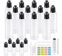 MirraSwit 12 Piezas Botellas de Goteo 120ml con 6 Botellas de 10ml, Vasos de Medición, Embudo, Jeringa, Pegatinas de Etiqueta, Catéteres para Aceite y Líquidos, Plástico PE