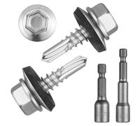 MirraSwit 150 Piezas 4.8×17mm Tornillos Autotaladrantes con Manga Hexagonal, Tornillos Autotaladrantes Cabeza Hexagonal, Roscachapas con Arandelas para Chapas Metalicas, Tejado