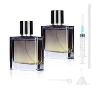 MirraSwit 2 Pcs Atomizador Perfume Recargable, 50ml Atomizador de Perfume Cuadrado Azul Degradado, Frasco de Perfume de Vidrio Vacía para Mujeres o Niñas