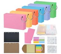 MirraSwit 300 Piezas Flashcards A7, Multicolor Tarjetas de Estudio con Anillo de Carpeta, Notas Adhesivas con Pegatinas de Identificación, Páginas Divisorias, Etiquetas Para Estudiar, Oficina Escolar