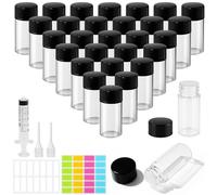 MirraSwit 30Pcs 3ml Botellas de Muestra de Vidrio, Botellas de Vidrio transparente, Pequeños Recipientes de Aceites Esenciales con Jeringas, Goteros, Etiquetas para Aromaterapia, Perfumes