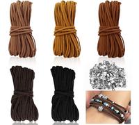 MirraSwit 5 Piezas 10m x 2.6mm Cuerda de Cuero, Cordón de Cuero de Gamuza, Cordón Cuero para Colgante, Cuerda Cuero para Manualidades para la Fabricación de Bricolaje Collar de Pulseras