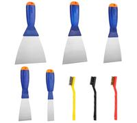 MirraSwit 5 Piezas Espatula Masilla+3 Cepillo de Limpieza, Espatulas Pintura Masilla, Rasqueta Pintura Espátula Pladur para Enlucido, Relleno de Masilla y Acabado Liso (1/2/3/4/5 Pulgadas)